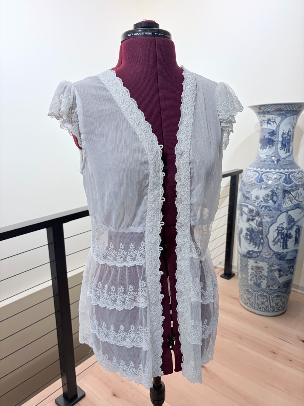 Adiva White Sheer Lace-Trim Chemise Cover-Up